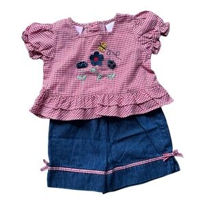 Vintage Baby 2-Piece Gingham ruffle set 13 mo